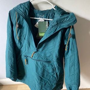 LL bean teal rain jacket